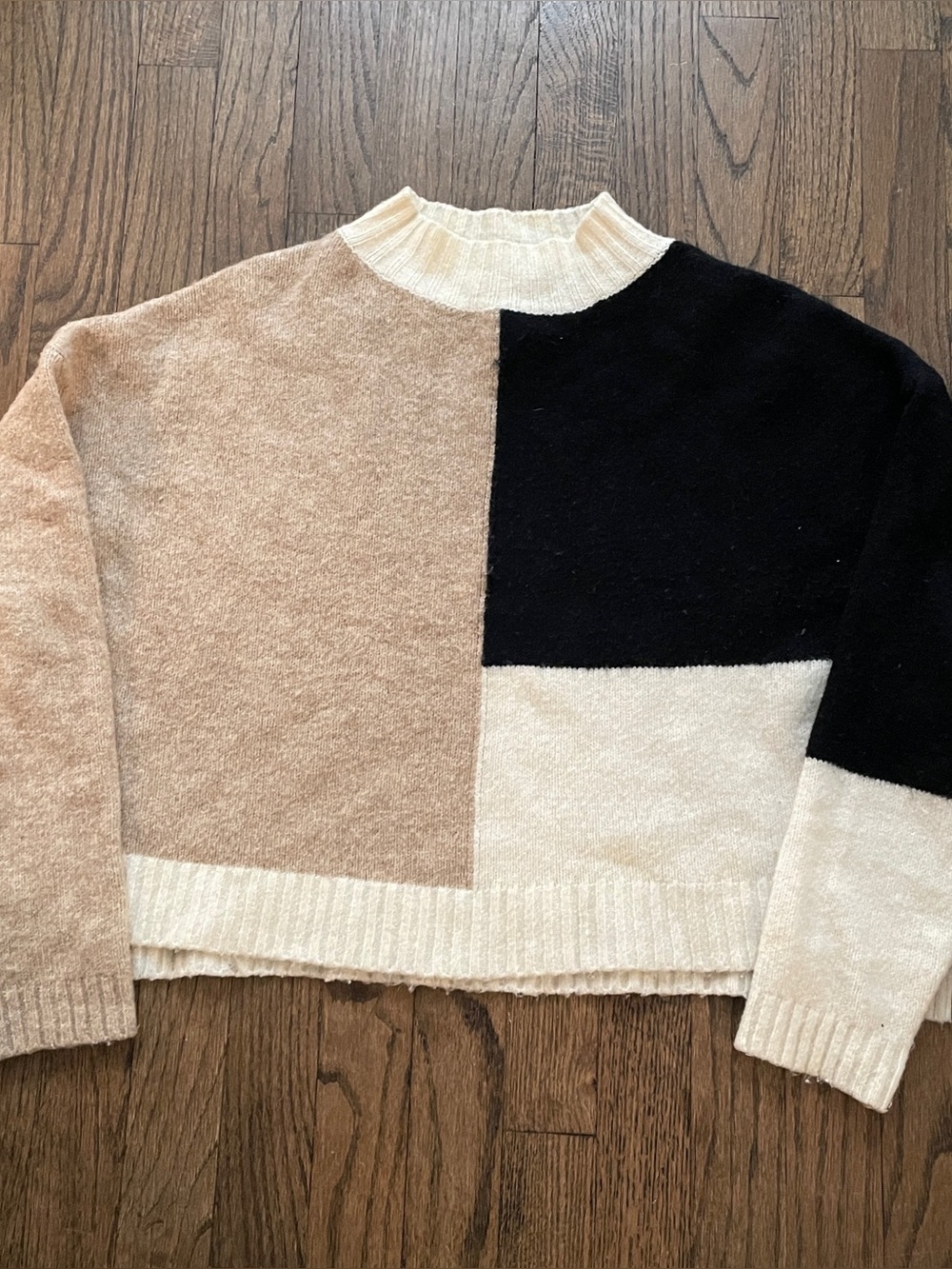 Oliveaceous Colorblock Acrylic Cashmere Blend Knit Sweater Women’s Small